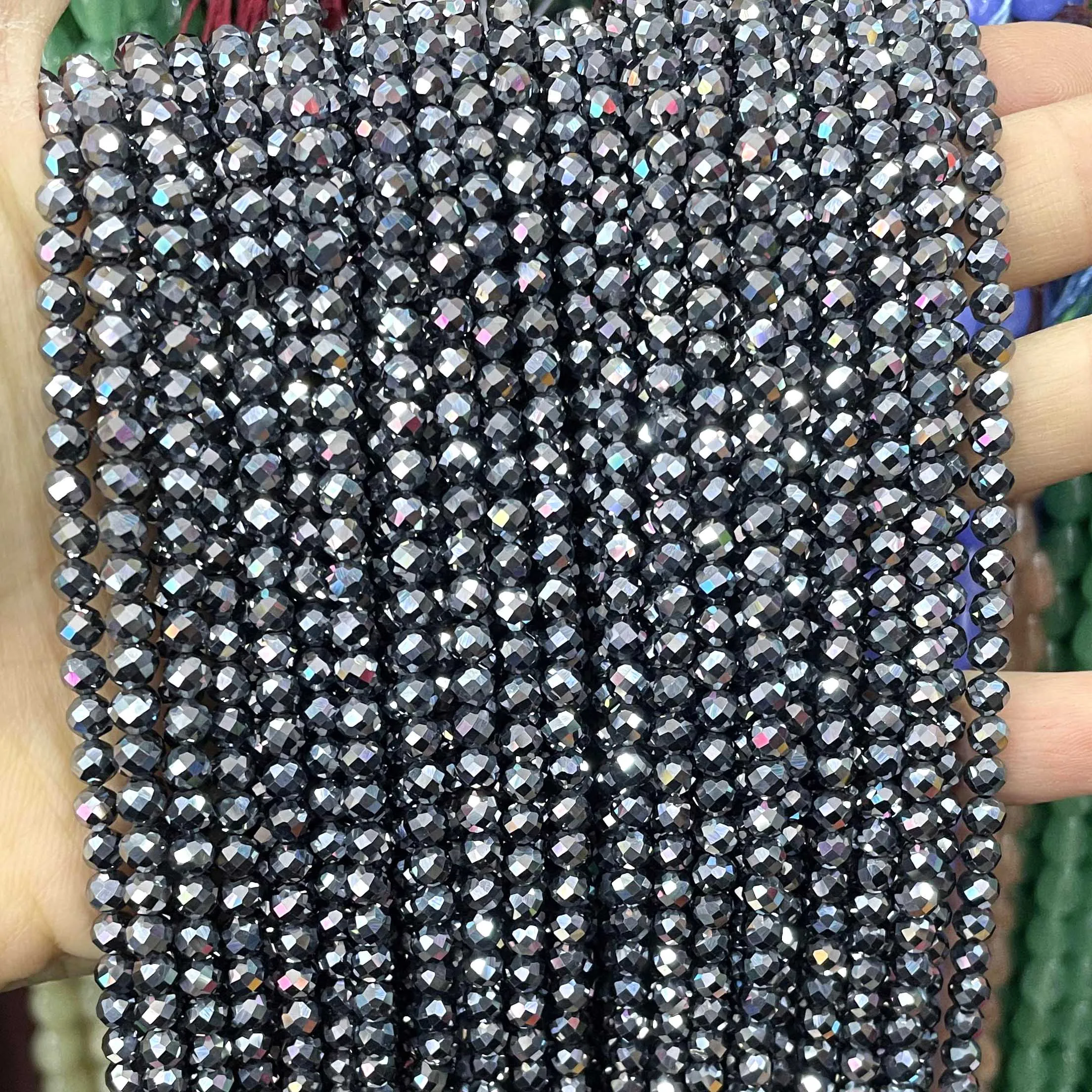 2 3 4MM Faceted Natural Terahertz  Stone Beads Small Waist Spacer Beads For Jewelry Making Diy Bracelet Earrings Accessories