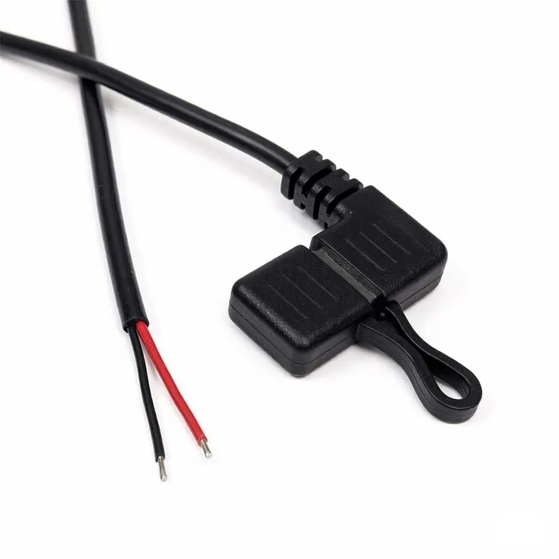 5PCS Right‑Angle USB 2‑Core 5V Power Cable with Dust Cap, 2‑Wire USB Charging Wire, Single End Cord for 5V LED Power Supply