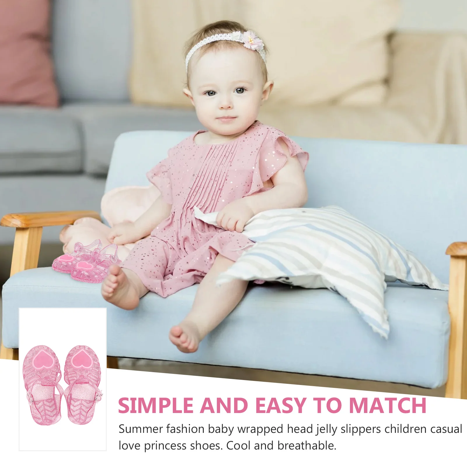 

1 Pair Cute Anti-Slip Summer Kids Sandals Washable Beach Shoes For Children Breathable Comfortable Sole Slippers Red Reusable
