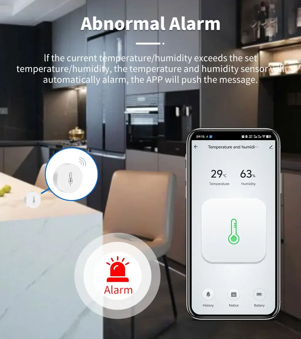 Датчик температуры и влажности Tuya Zigbee, термометр для умного дома, гигрометр, приложение Smart Life, удаленная сигнализация через Alexa Google Home