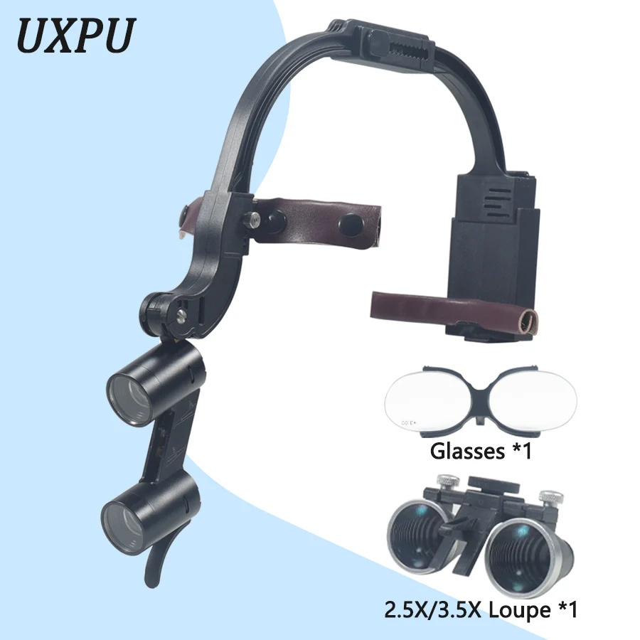 

Dental Binocular Magnifying Glasses Can Be Used For Head Mounted Oral Surgery With Dual Headlight Of 2.5X/3.5X Loupe