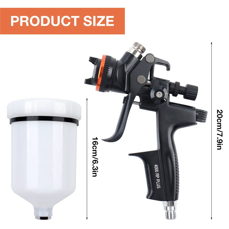 ABZV-RP Pistola a spruzzo di grado industriale 1,3 mm con adattatore e serbatoio misto per riparazione auto, pittura, attrezzatura per spruzzo d'aria con base acqua/olio