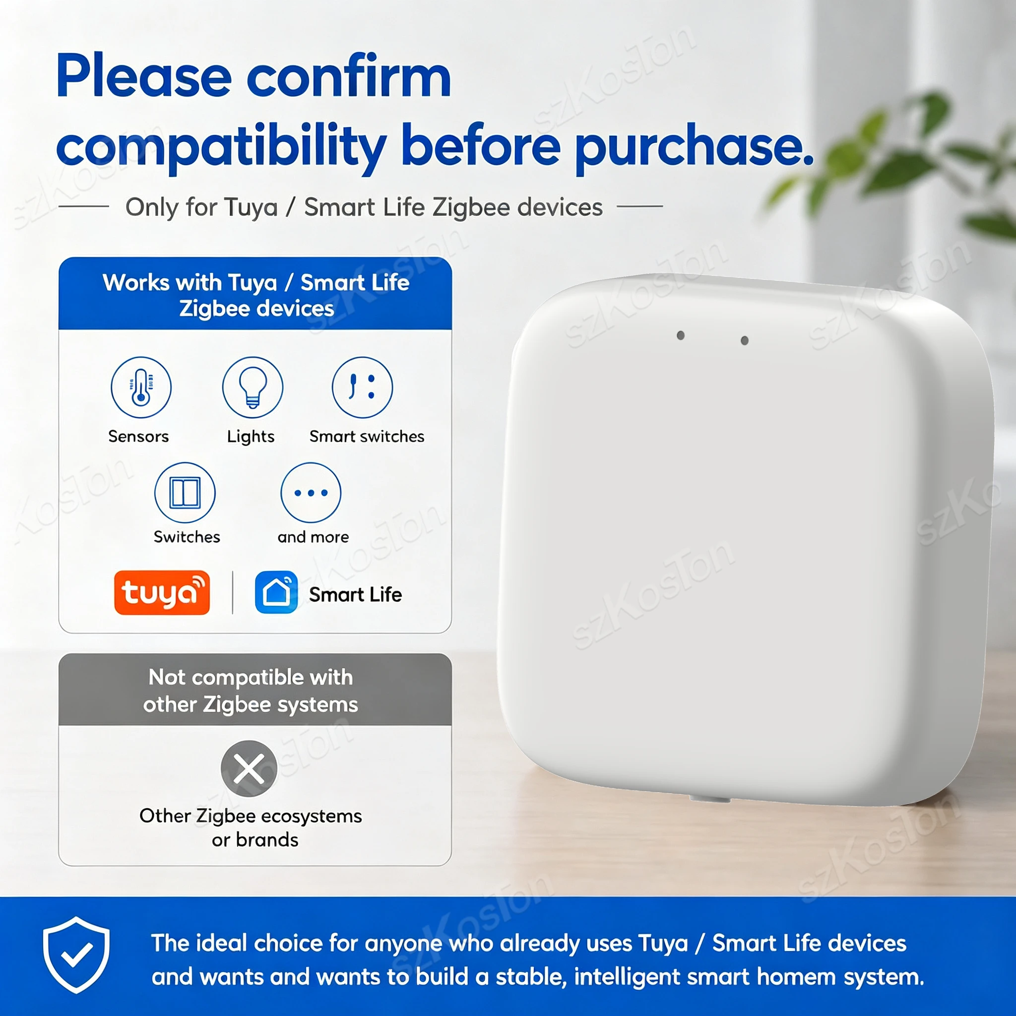 Tuya Multi-mode Gateway Hub ZigBee Bluetooth Mesh Smart Home Automation Bridge Smart Life APP Control Works With Alexa Google