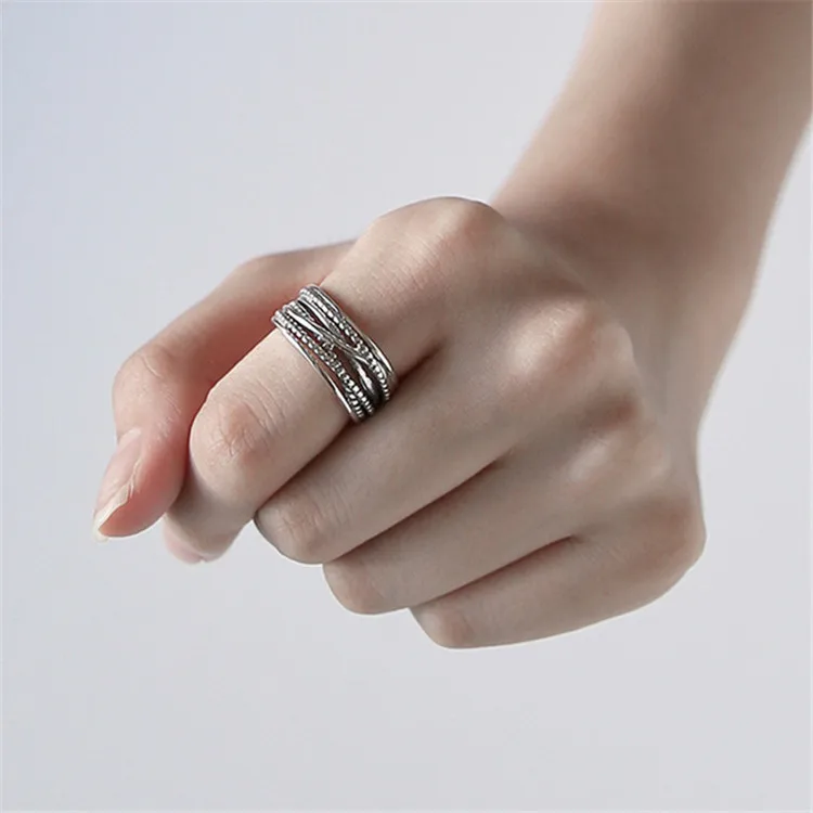 Punk Cool Hip Pop Lines Chains Rings for Women Adjustable Open Finger Rings Man Party Gift 2023