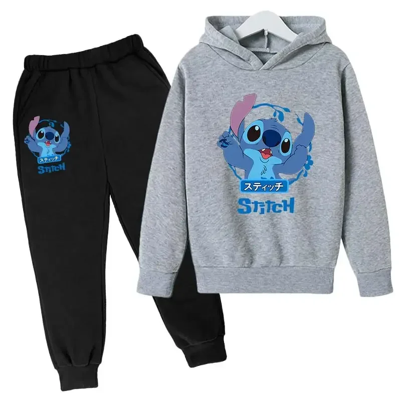 New Stitch Hoodies Pants Set Children Boys Girls Boys Girls Stitch Sweatshirts Hooded Kids Fashion Stitch Pullovers Clothes Suit