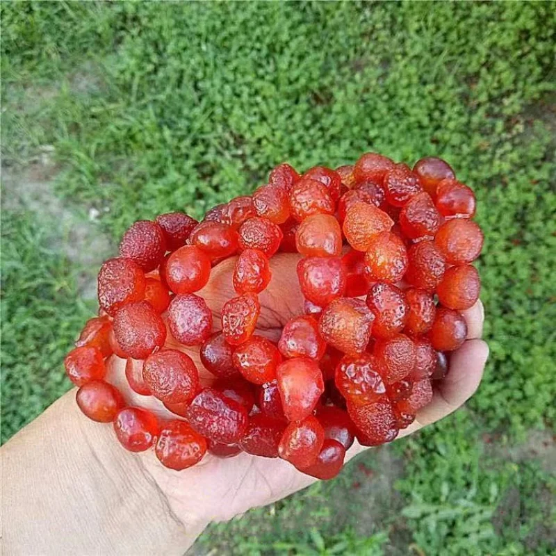 Factory Wholesale Alashan Raisin Rough Stone Cherry Red Sugar Heart Agate Bracelet Decorative Pendant