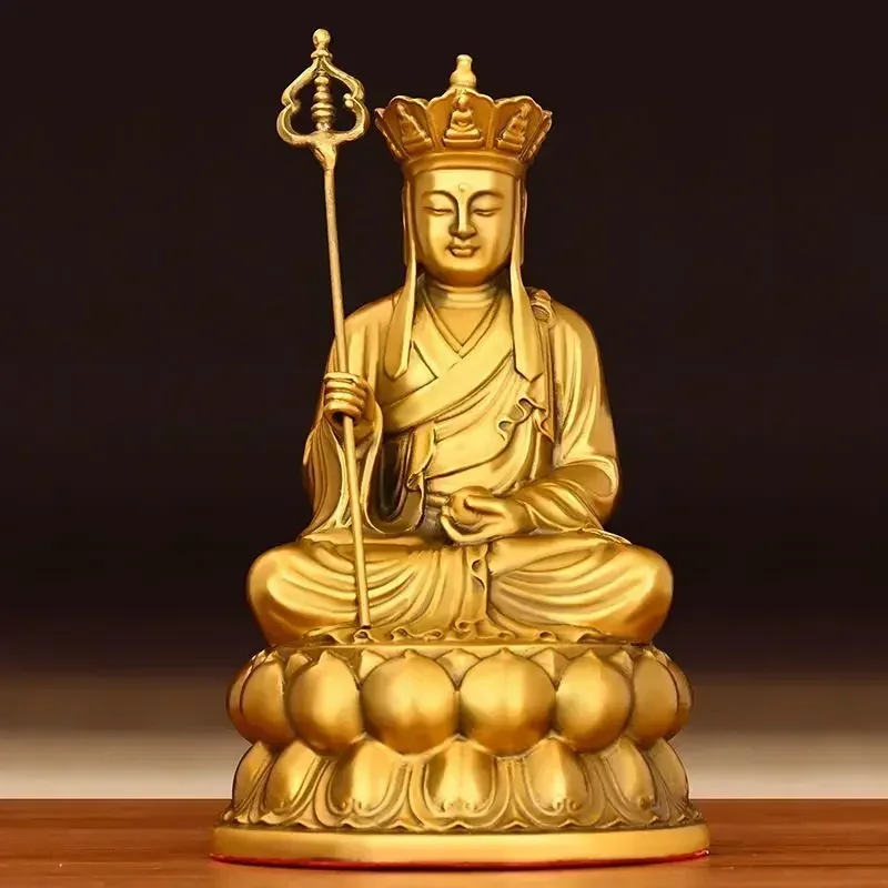 Feng Shui Copper Earth Store King Ornaments Lotus Bodhisattva Statue Home Living Room Decor