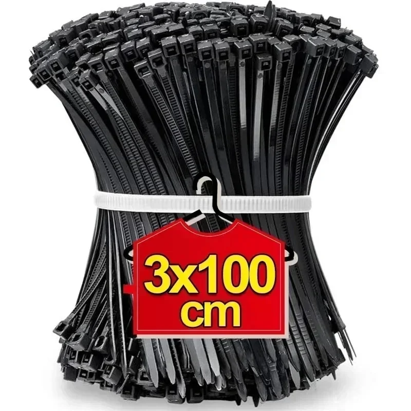 3000/100 Stuks Plastic Nylon Kabelbinders Afneembare zelfsluitende Koordbinders Bandjes Bevestigingslus Herbruikbare Draadbinders Voor Thuiskantoor