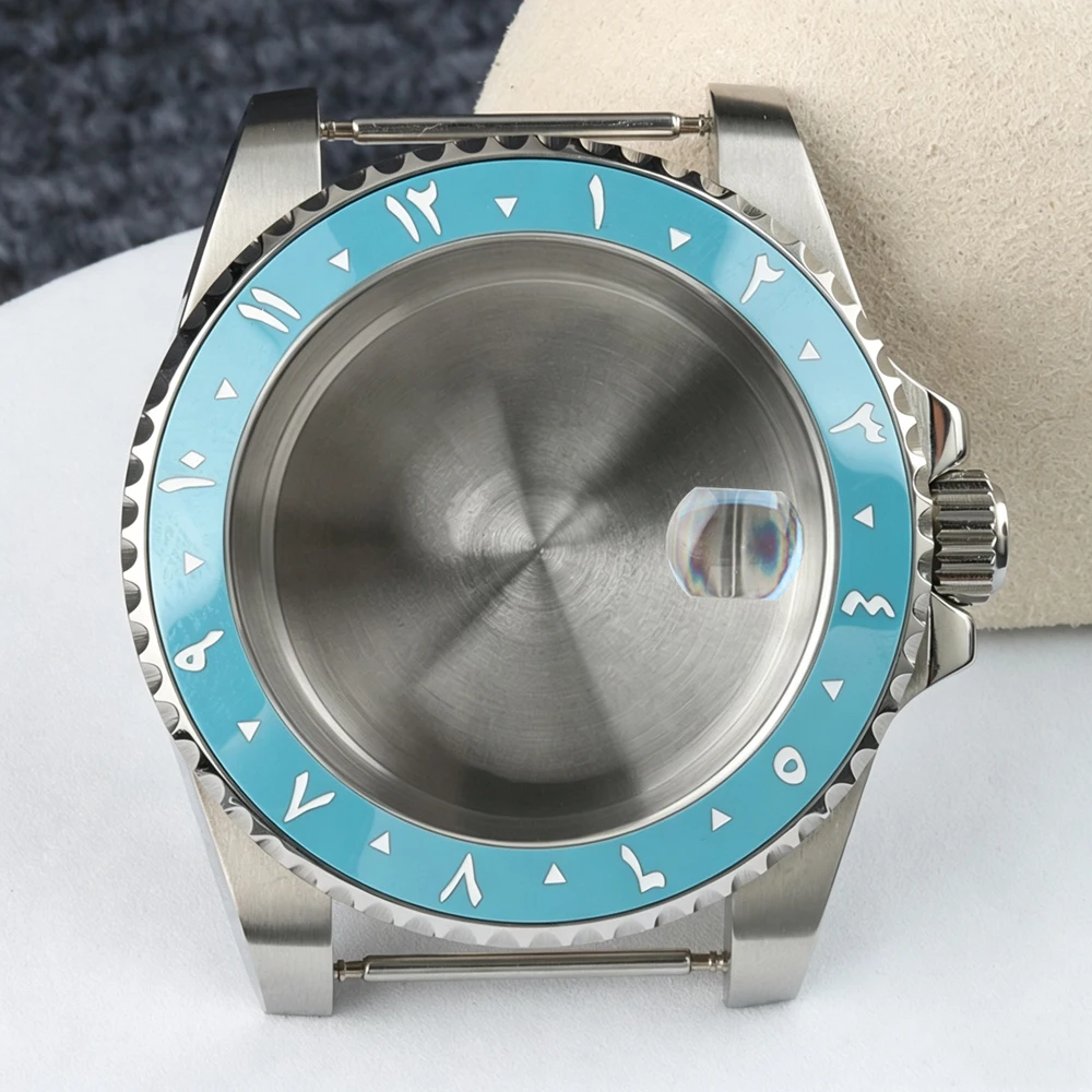 Ice Blue Bezel 40mm NH35 Case Sapphire Crystal Water Resistant Watch Case For SUB GMT  NH35 NH36 NH34 NH38 Movement 28.5MM Dial