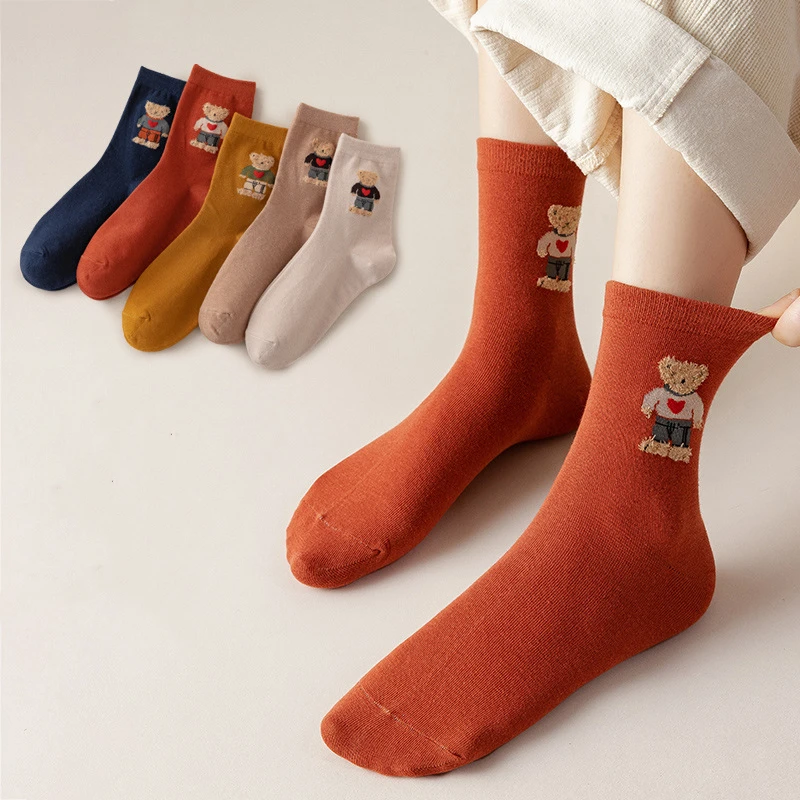 Trendy socks Cartoon Bear Men\'s Women Socks Cotton Harajuku Style Sport Boy girls Skateboard Novelty Breathable Christmas Gift