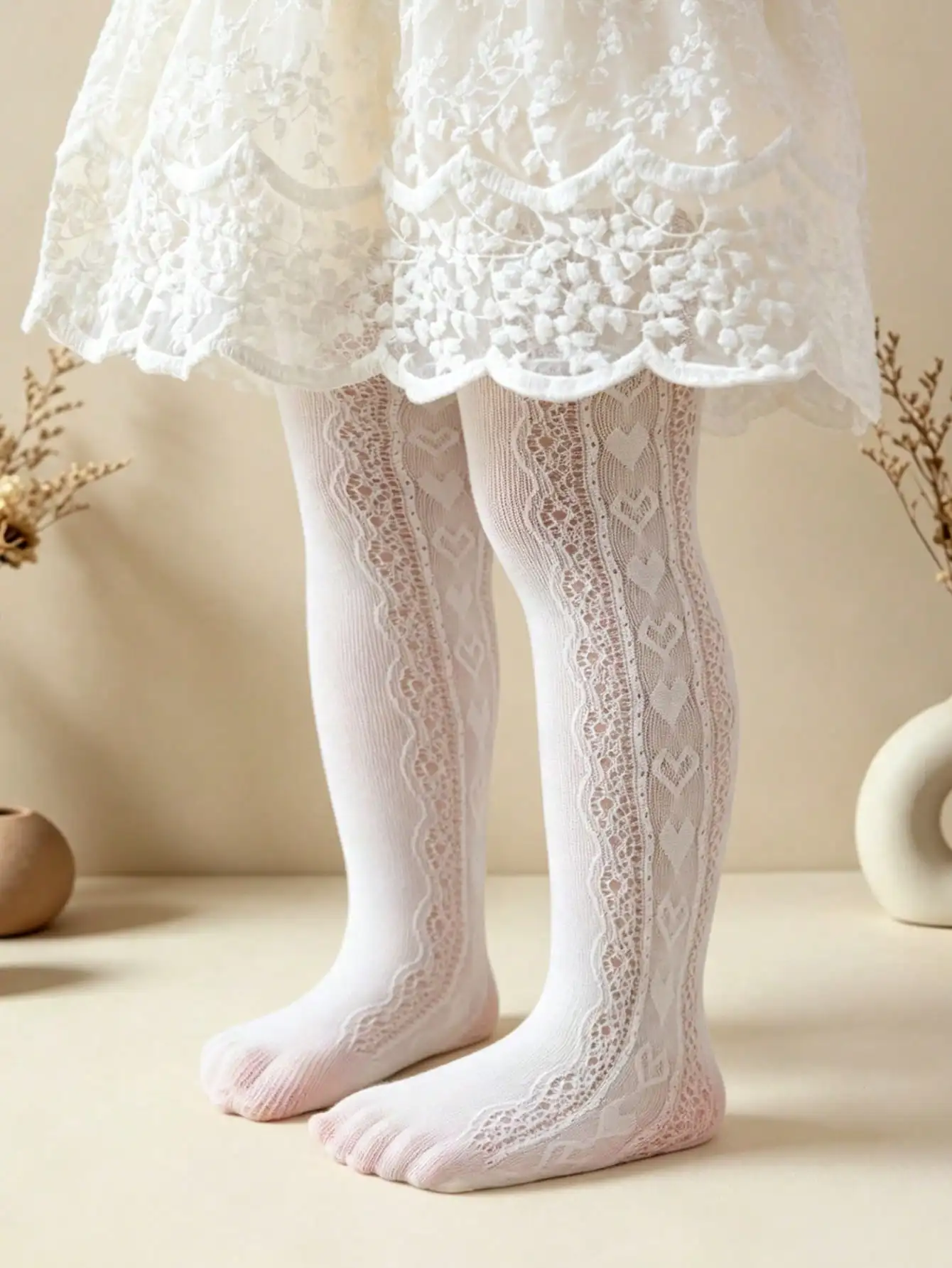 2Pack Kids Girls Hollow Mesh Stockings 1-11Y Wave Lace Pattern Elastic Breathable Sheer Pantyhose Princess Party Wedding Outfit