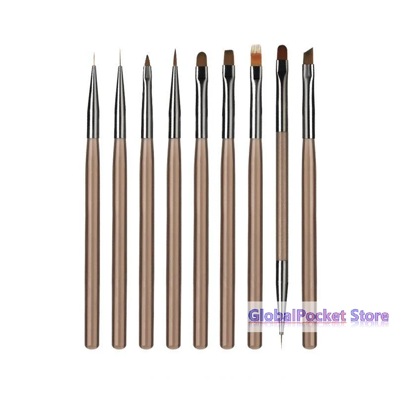 9Pcs UV Gel Acrylic Nail Brush Set, Nail Tips Extension Nail Brushes 3D Carving Manicure Tools For Home DIY Salon Nail Design