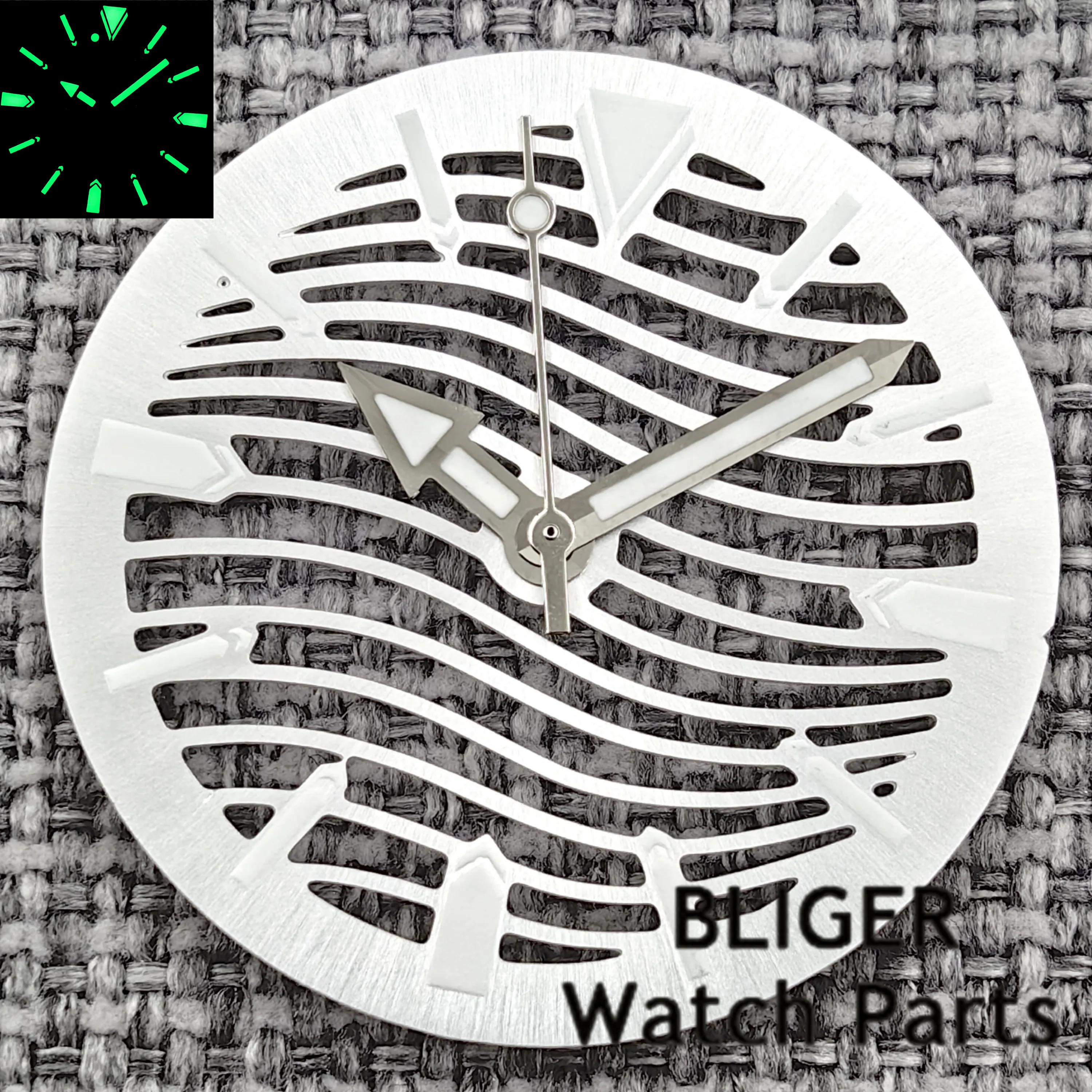 BLIGER New 2025 Men Hollow-out Watch Dial And Skeleton Hands Fit 29mm Silver Dial C3 Green Luminous Fit NH70 NH72