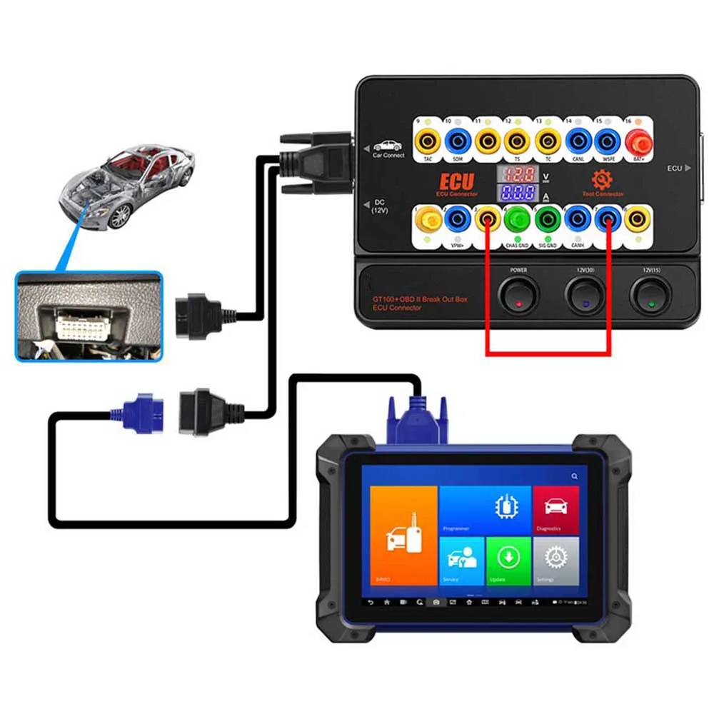 GODIAG GT100 Obdii صندوق الكسر أداة تشخيص السيارة ECU موصل البرمجة 16PIN كاشف بروتوكول اندلاع العرض الحالي