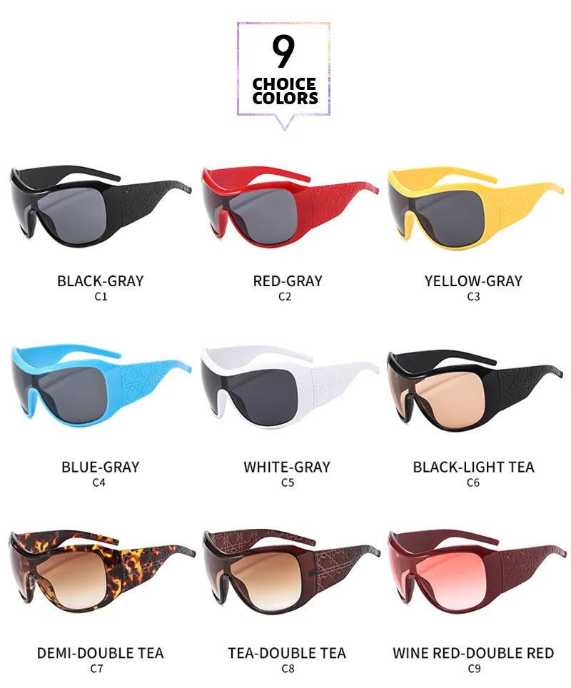 Vintage Square One Piece Shield Y2K Sonnenbrille für Frauen Neue Mode Rot Schwarz Farbverlauf Sexy Sonnenbrille Damen Oversize Shades – Detail 13