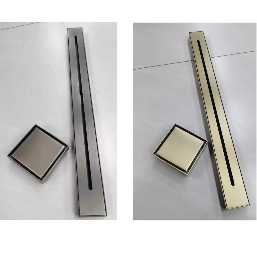 مصفاة شعر دش الحمام المصارف الفولاذ المقاوم للصدأ نحى/أسود/ذهبي/رمادي شريط طويل خطي مضاد للرائحة استنزاف الأرضية #6