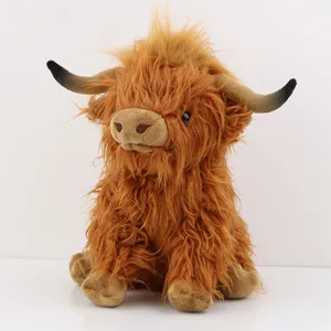 Simulação Highland Cow Plush Toy para crianças, boneca de pelúcia macia, presente Kawaii Baby, decoração do quarto de casa, 25cm 6 principais vendas boneco vaca - №3