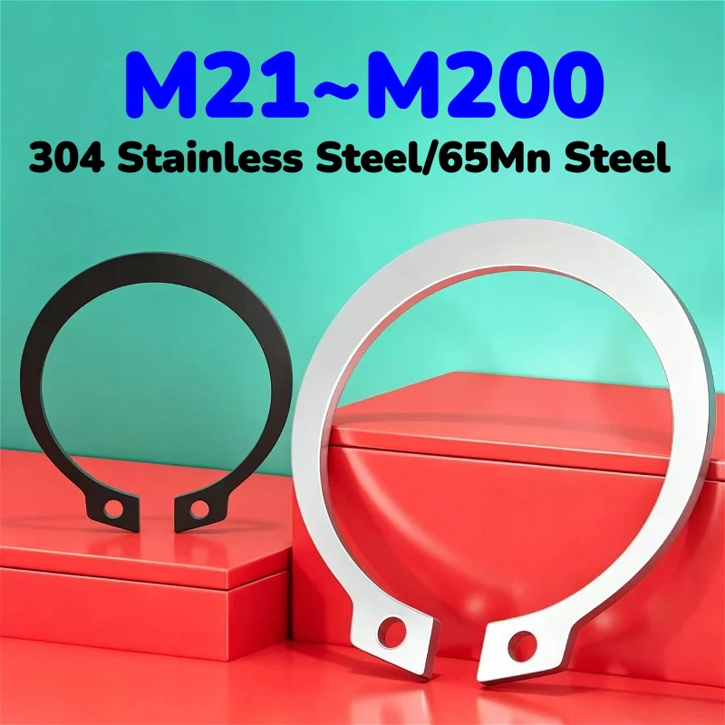 M21 M27 M29 M56 M105~M200 304 Stainless Steel/Black 65Mn Steel Bearing Shaft Retaining Clip Snap Ring C Type External Circlip