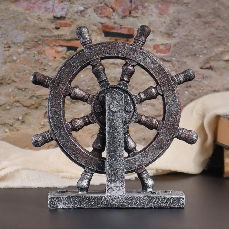 Vintage Ship Anchor Rudder Model Decoration Mediterranean Style Creative Home Decor Bar Coffee Shop Display Artistic Crafts