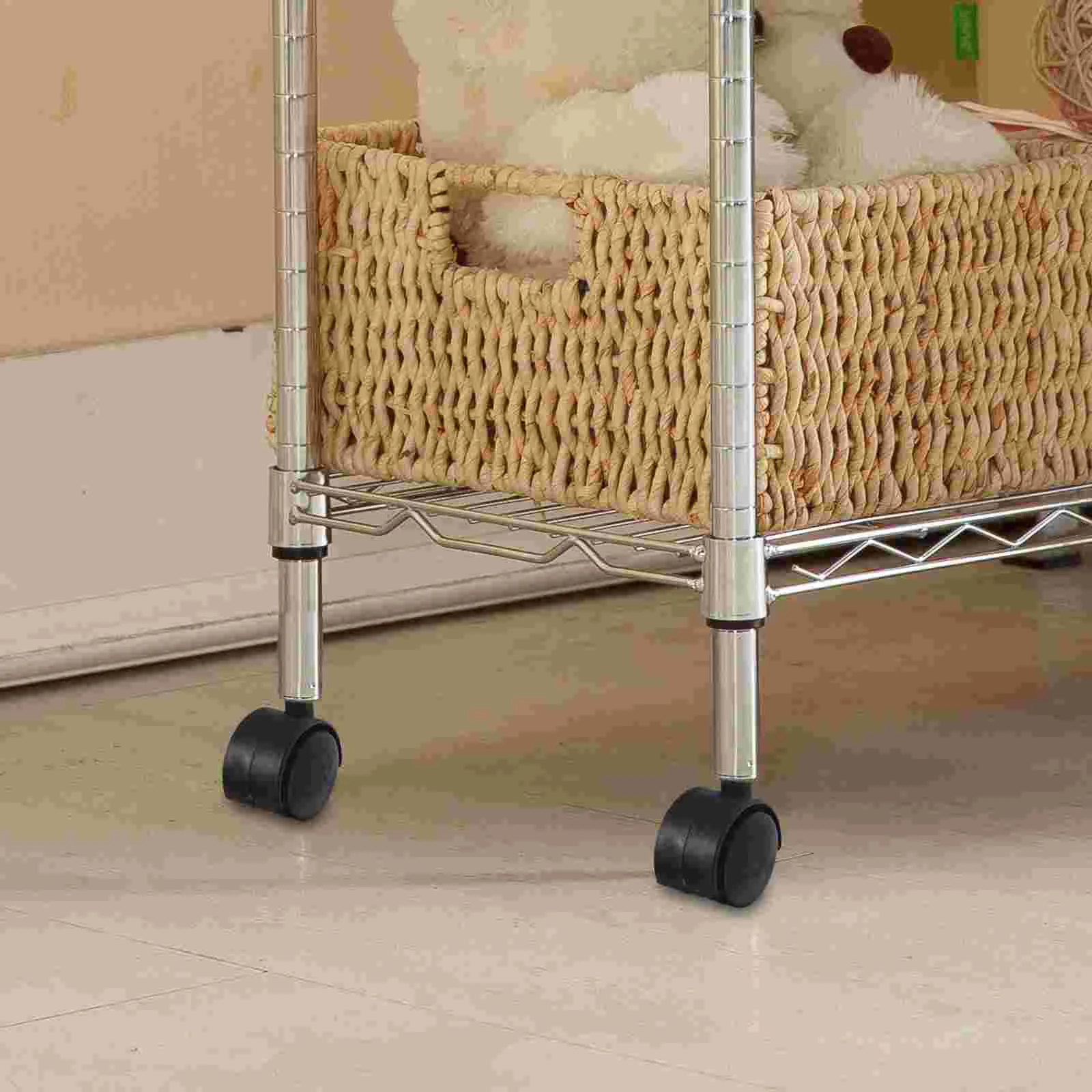 2 Pcs Clothes Drying Rack Pulley Outdoor Laundry Cart Casters Heavy Duty Wheels Black Plastic