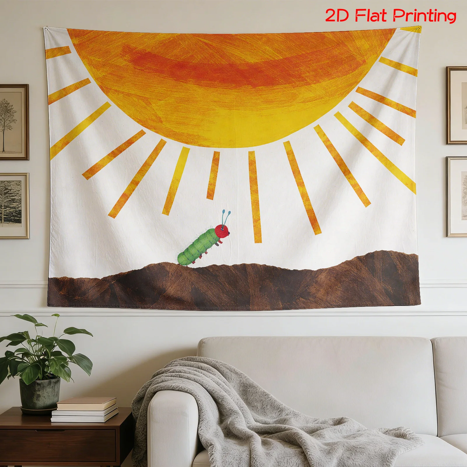 Bohemian Sun Rise Wall Hanging Tapestry Tropical Boho Macrame Polyester Decoration Print for Living Room Bedroom Home Decor Wall