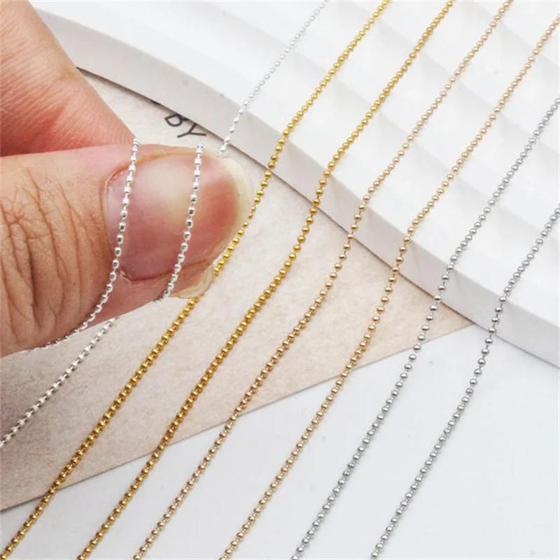 0.8mm 1M/Pack Gold Silver Nail Bead Chain Charm Ellipse Stone Nail Art Decorations Giltter Metal Steel Ball Jewelry Accessory