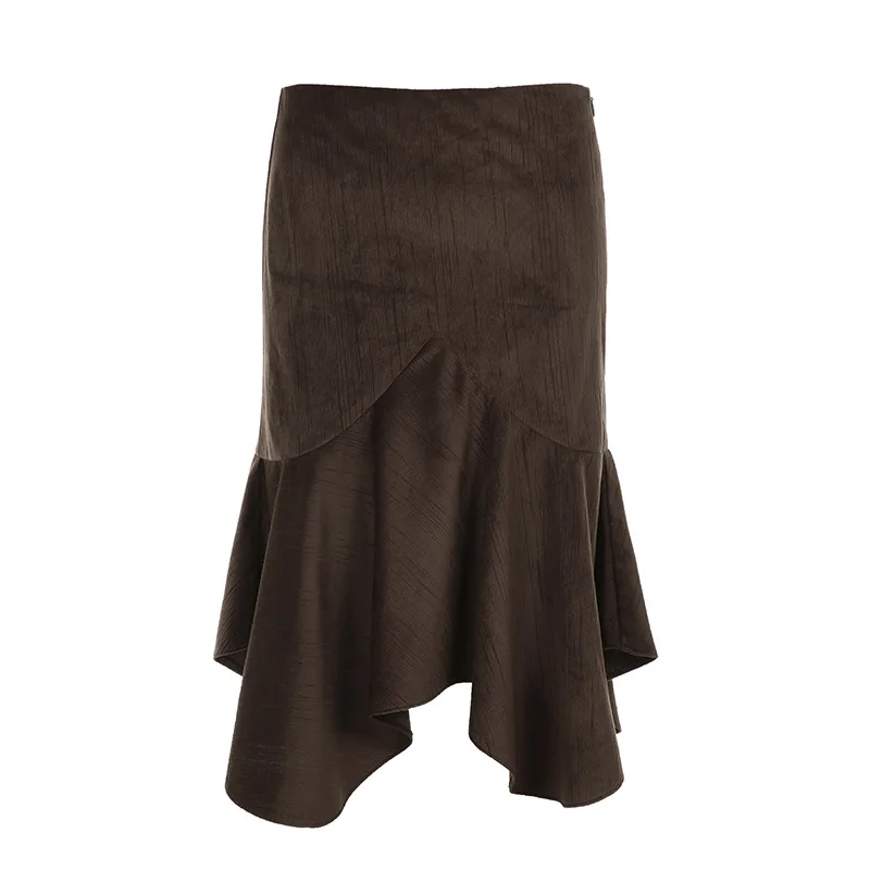 

Зимняя новая женская коричневая юбка нестандартной формы в стиле ретро