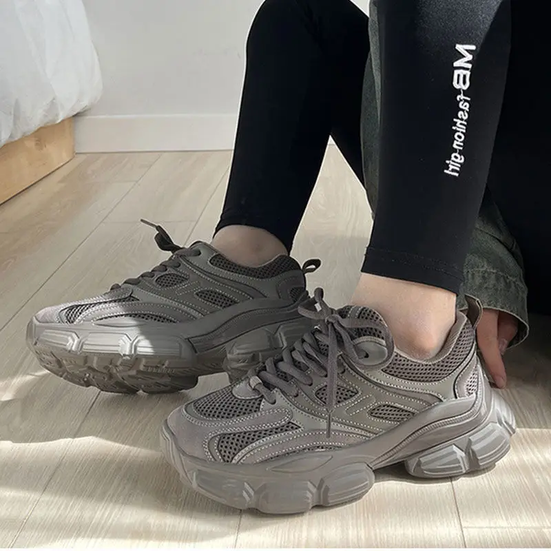 

Женские кроссовки, осенняя дышащая повседневная обувь, женская сетчатая удобная вулканизированная обувь на шнуровке на платформе, Zapatillas De Mujer