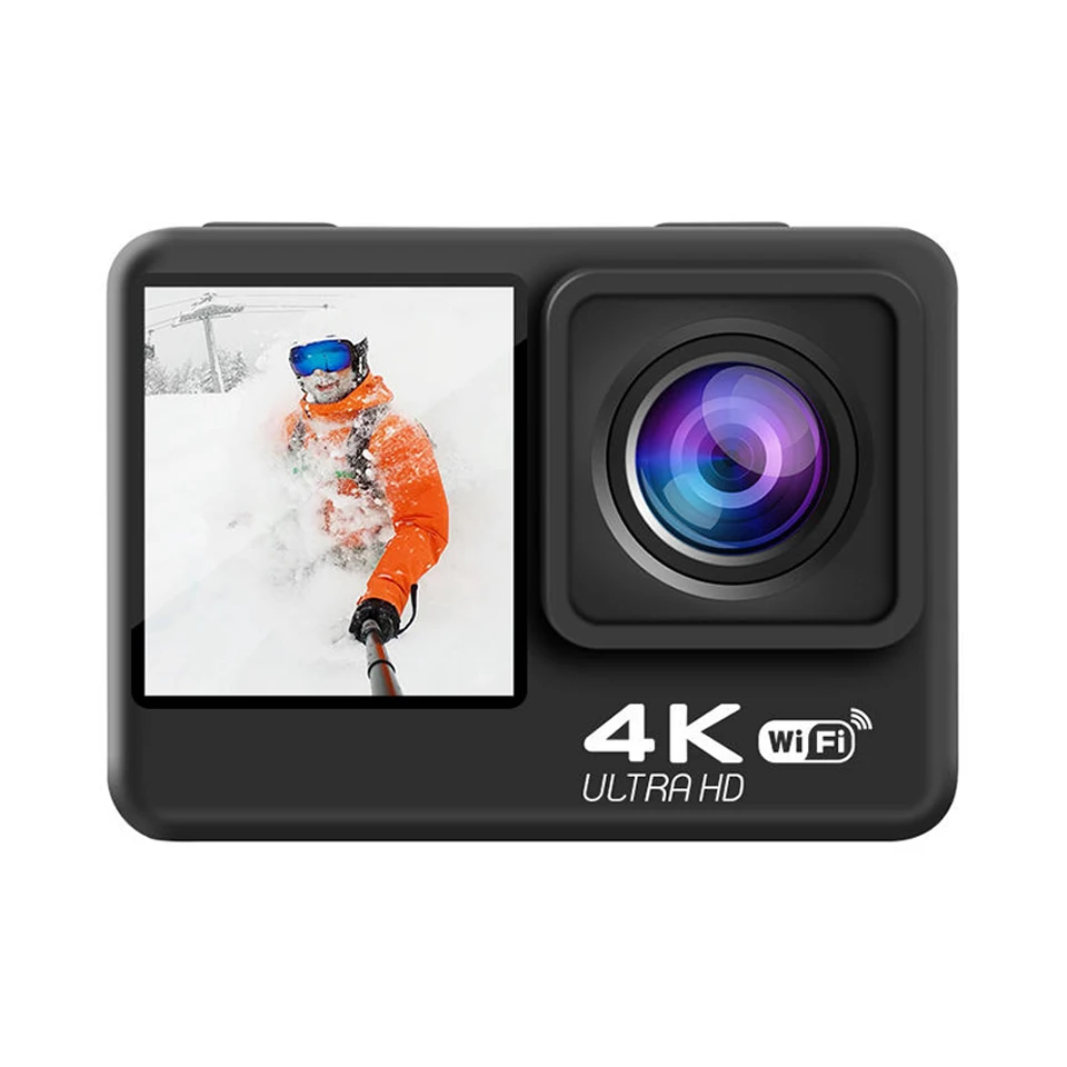 4K 30FPS WiFi Action Camera Ultra HD Underwater Waterproof 170 Degree Wide Angle 24MP EIS Anti-shake Sport Cam with Dual Screen