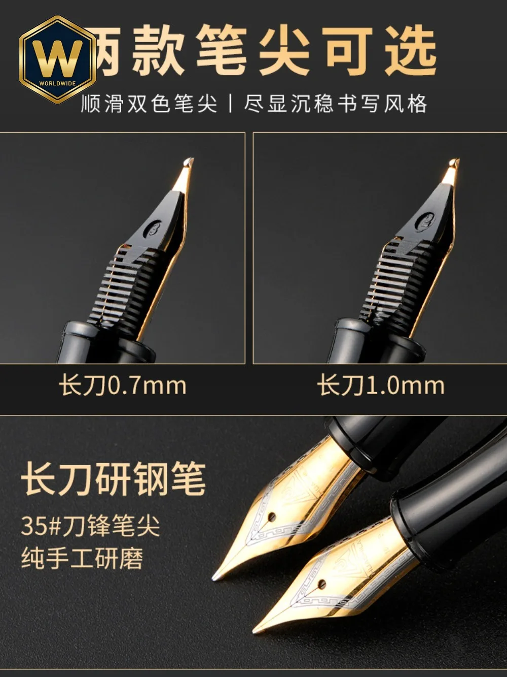 Log Pen Body Extra Heavy Hand Polished Large Iridium Fountain Pen Premium Calligraphy Writing Pen Easy to Show Stroke  Regular
