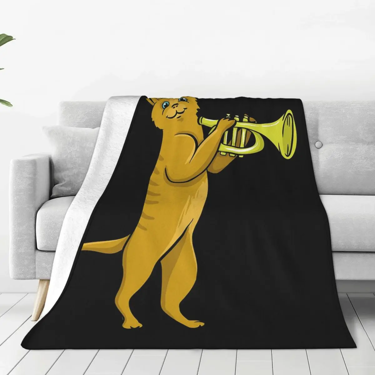 Trumpet Cat Blankets Soft Warm Flannel Throw Blanket Plush for Bed Living room Picnic Travel Home Sofa