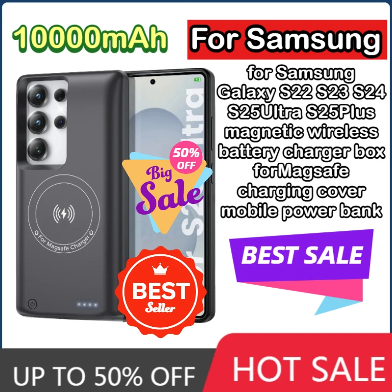 

10000mAhbattery charger for SamsungGalaxyS22S23S24S25UltraS25 Plus portable power bank rechargeable extended charging cover