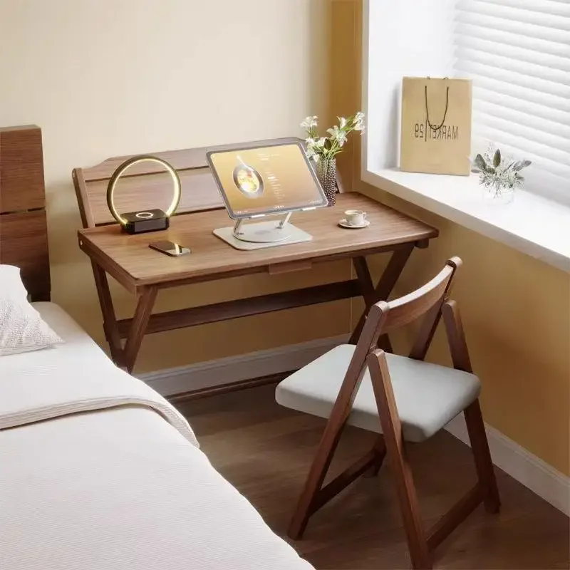 Solid wood folding desk, small bedside study table in the bedroom, simple