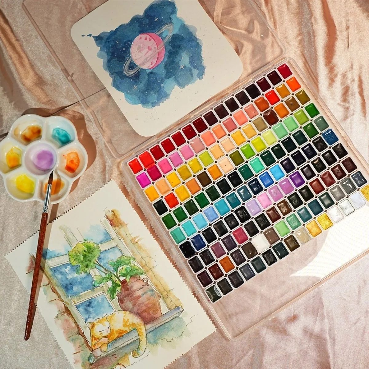 98/60/48 Rich Colors Premium Watercolor Paint Set, Perfect Travel Watercolor Set for Artsits,Hobbyists and Painting Lovers