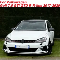 For Volkswagen Golf 7.5 GTI GTD R R-line 2017-2020 Gloss Black RevoZport Style Front Bumper Aero Kit Canard Wings