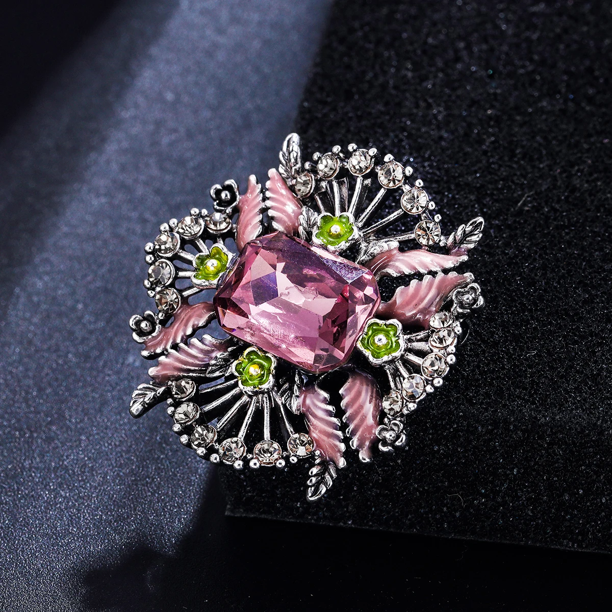 WEIMANJINDIAN Brand New Arrival Vintage Style Purple Cushion Crystal Rhinestones Brooches Jewelry