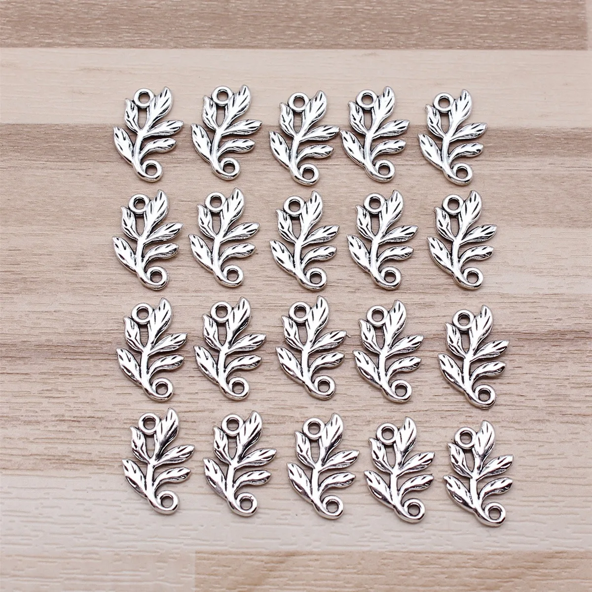 IFOCUS 20pcs/Lot Leaf Connector Charms For DIY Jewelry Making Zinc Alloy 10x15mm/0.39x0.59inch