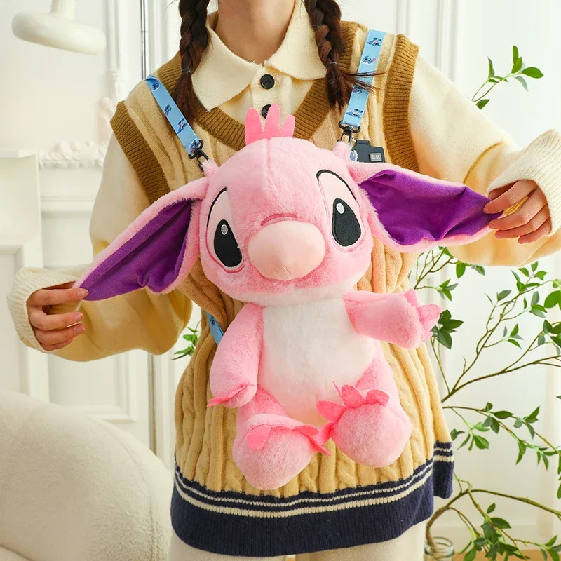 Disney-Sac à dos en peluche de dessin animé Kawaii Stitch Dolls, deux cartables TANChildren, cadeaux de maternelle, nouveau, 25 cm, 40cm