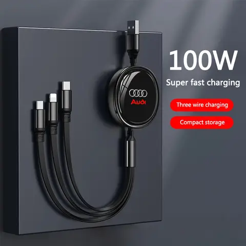 3-in-1 마이크로 데이터 와이어 USB 유형 C 고속 충전기 케이블 Audi Sline A3 A1 A4 B8 B7 A6 C7 A5 A7 A8 B9 B6 C6 Q2 Q3 Q5Q7 액세서리