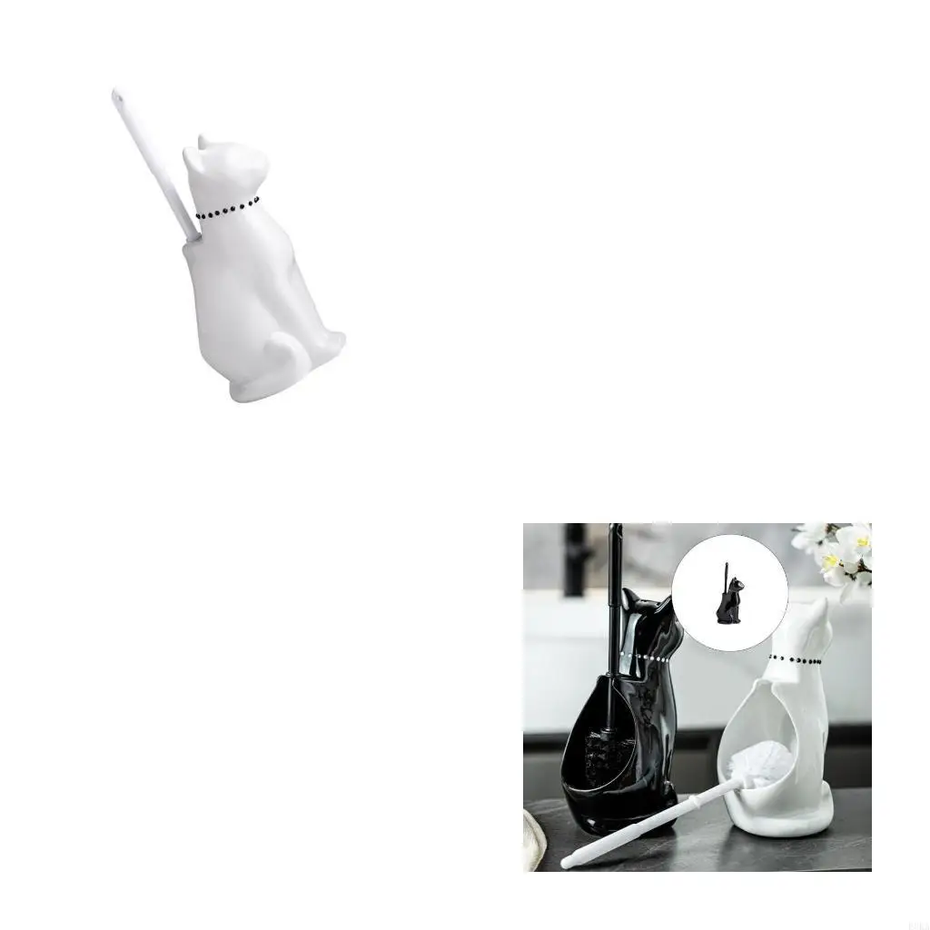 

Toilet Bowl Brush Soft Bristles Toilet Cleaning Brush With Ceramic Cats Holder