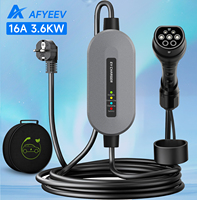 AFYEEV EV Portable Charger Type2 / GB/T Plug Connector 16A 1Phase 3.5KW Type1 3.5m Wallbox Charging Station for Electric Vehicle