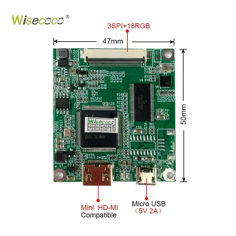 Wisecoco-ips tft touch lcd,ラウンドディスプレイ,st7701sドライバー,ic,spi,rgb,40ピン,480x480,2.8インチ画面ボード