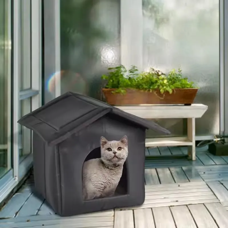 Booteely Black Waterproof Dog House Oxford Cloth And Sponge Material Three Models To Choose From Outdoor Cat House