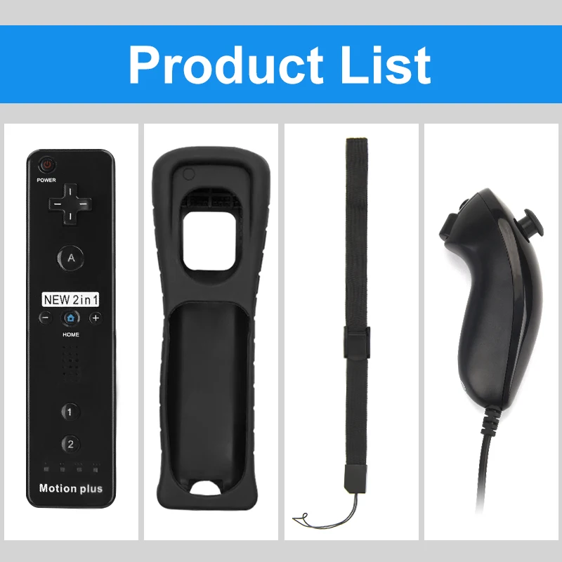 2 Set Motion Plus telecomando per telecomando Wii Gamepad con Controller Nunchuck per il controllo dei giochi Nintendo Wii