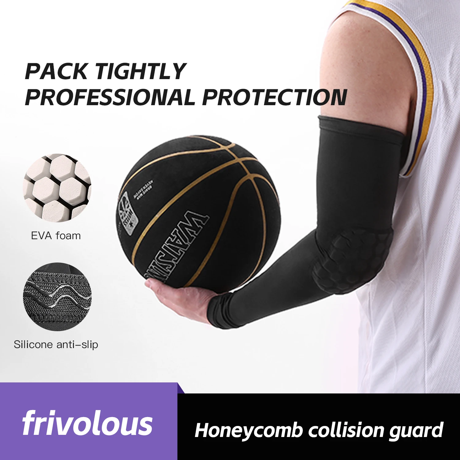 1pc Sports Elbow Protection Honeycomb Anti-collision Pressure Protection Arm Sleeve Basketball Cycling Fitness Protective Gear
