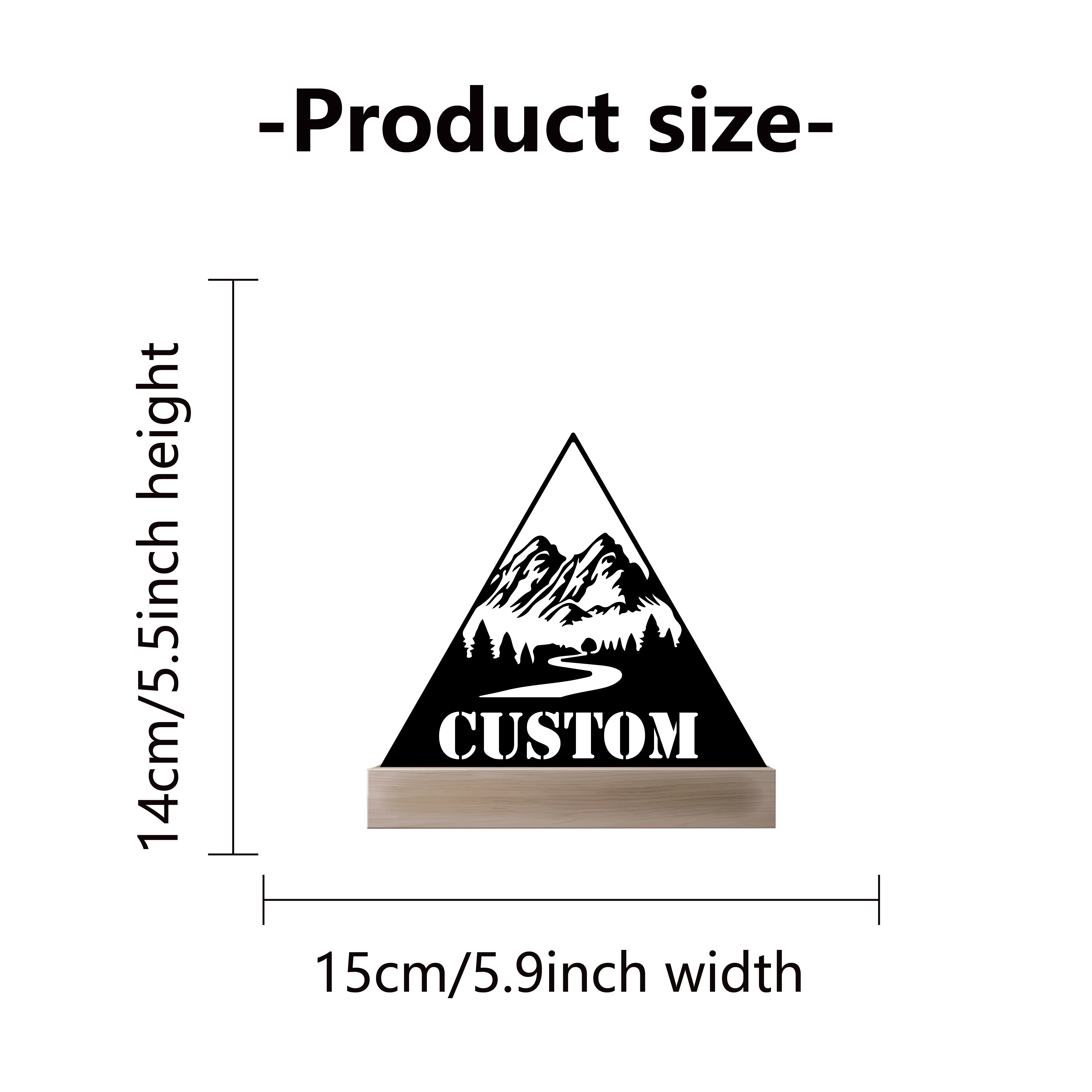 1pc Modern view scene Custom Name Tin Statue Metal Ornament With Wood Base Iron Sculpture Art Figurine With Wood Base