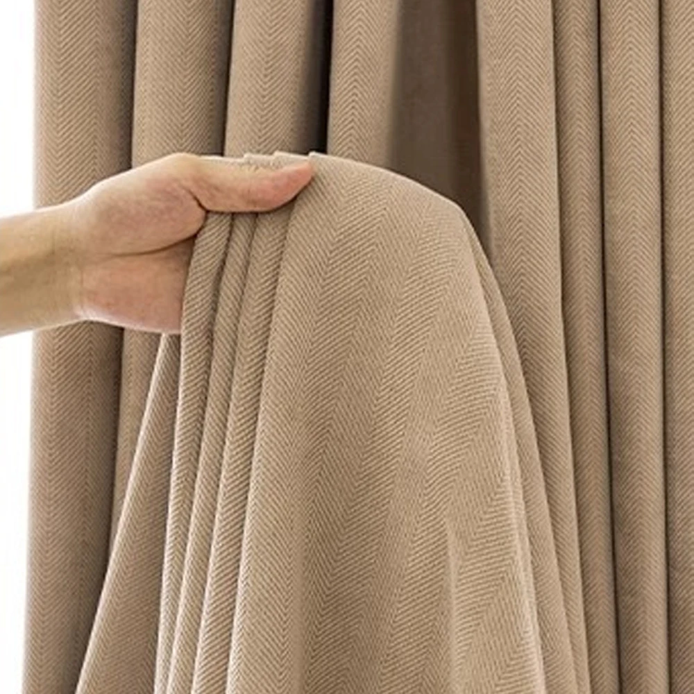 Modern Leaf Shape Blackout Curtain, Thickened Noise-Reducing Sunshade, Iron Ring Processing, 100cm Width, Plain Color Design