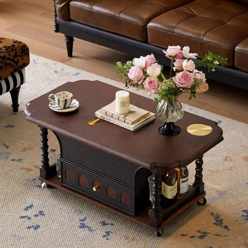

European Walnut Coffee Tables Quality Italian Apartment Living Room Coffee Tables Vintage Designer Muebles Para Hogar Furniture