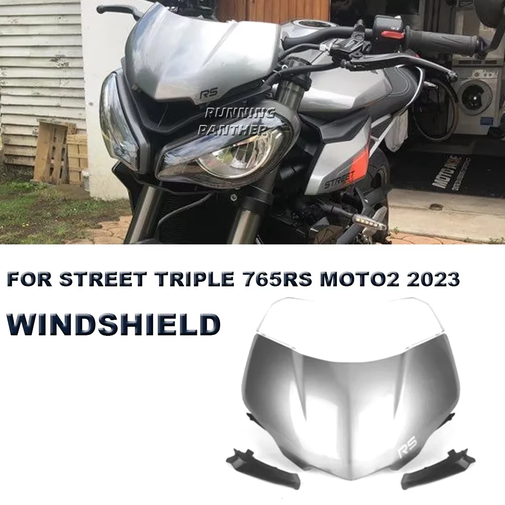 

Motorcycle Front Windscreen Windshield Visor Wind Screen Shield Spoiler Deflector For Street Triple 765RS 765 RS moto2 2023