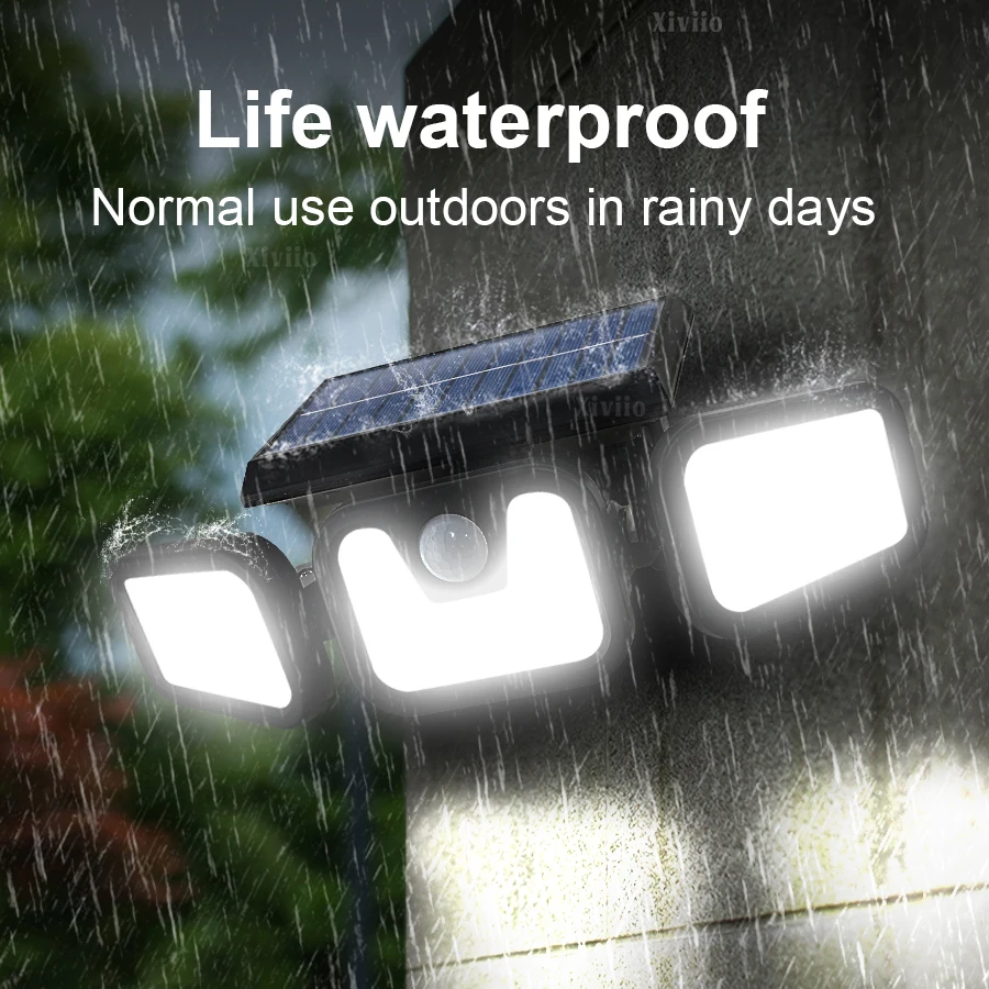 3 Head Solar Lights Outdoor Waterproof Motion Sensor Light 300° Illumination Led Solar Flood Lights Wall Lamp Garden Yard Patio